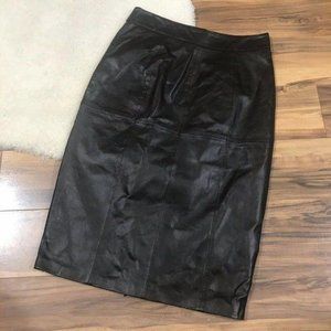 Halfurnstun Leather Pencil Skirt Brown 4 NWT